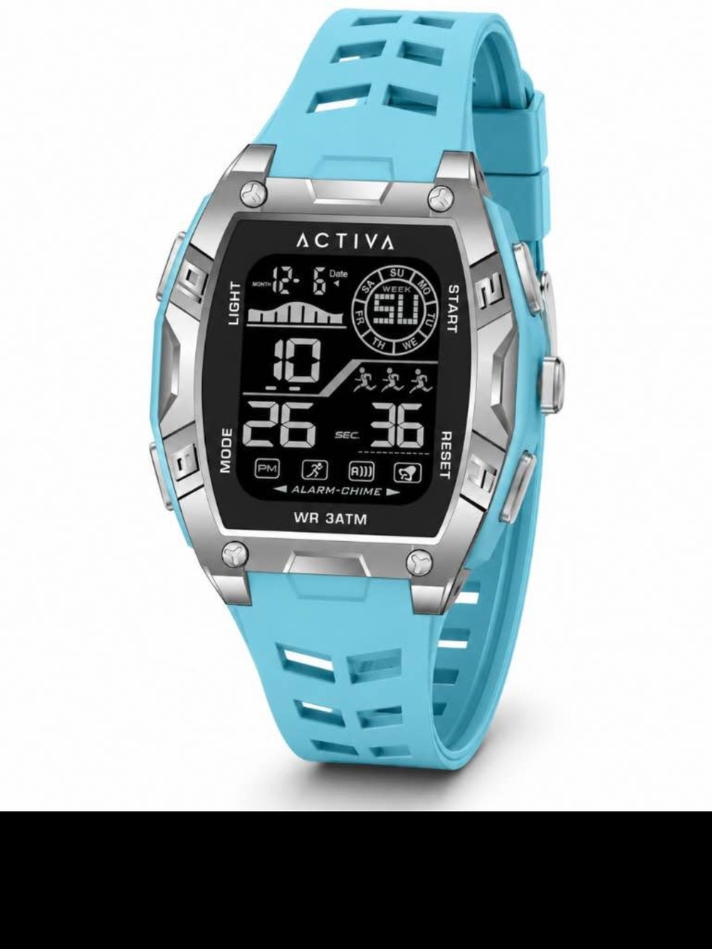 Activa By Invicta - Ice Blue Digital Sports Watch with Silver Bezel